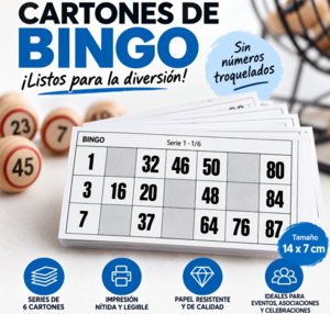 Cartones de bingo con numeración estándar